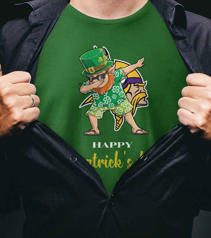 Happy St. Patrick's Day Dabbing Leprechaun Minnesota Vikings T-Shirt