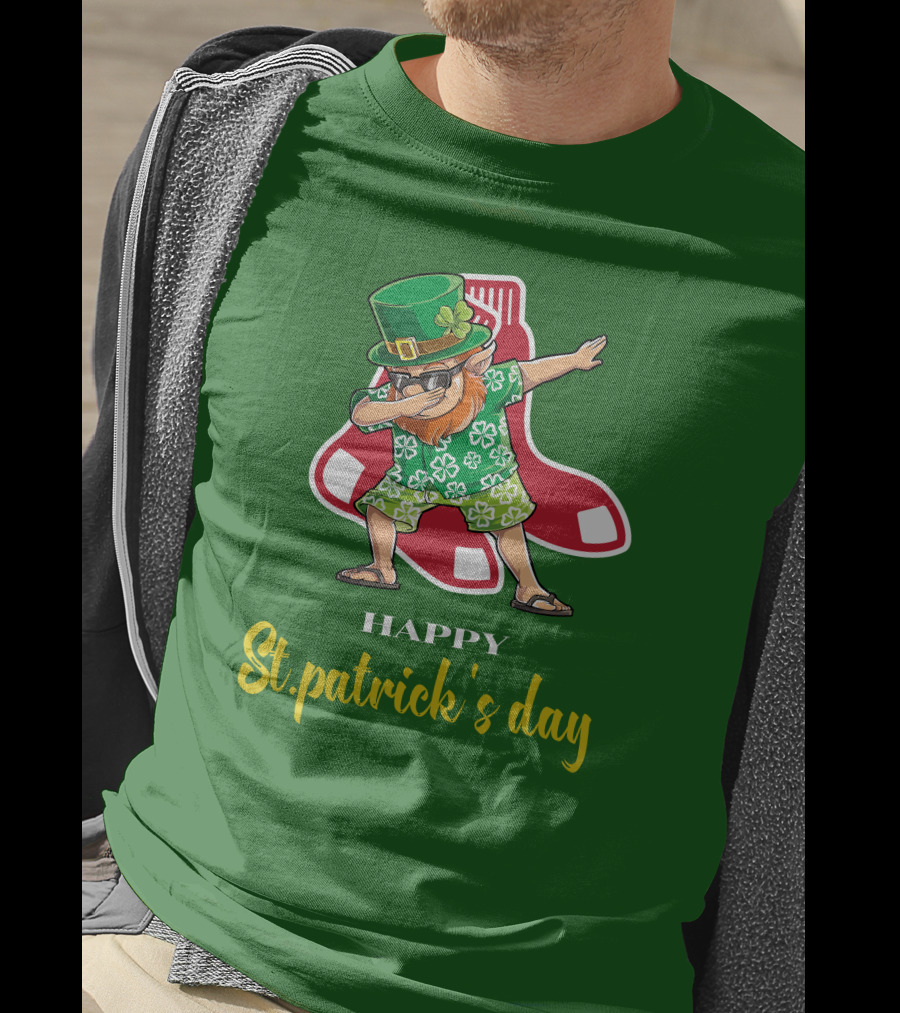 Happy St. Patrick's Day Boston Red Sox Dabbing Leprechaun T-Shirt