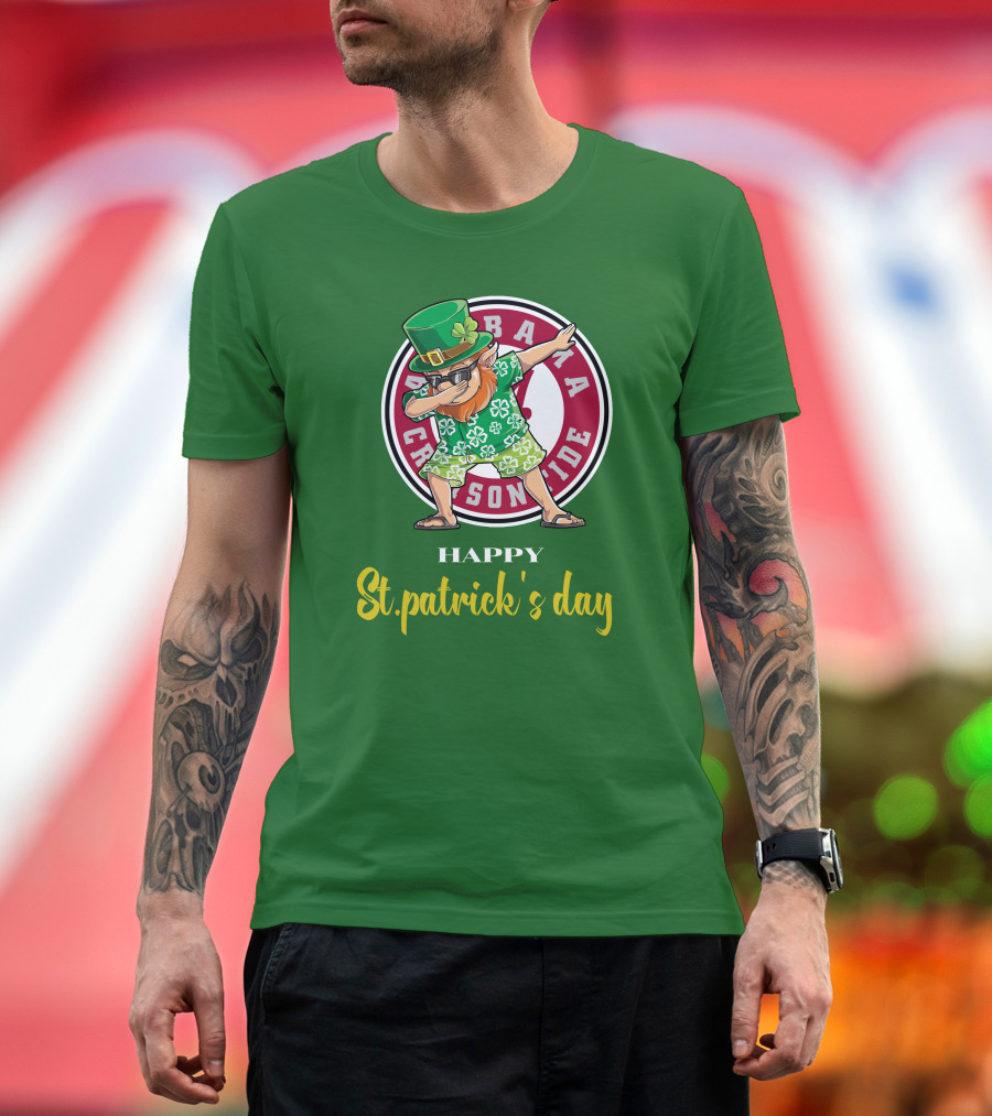 Alabama Crimson Tide St Patrick's Day Happy Dabbing Leprechaun T-Shirt