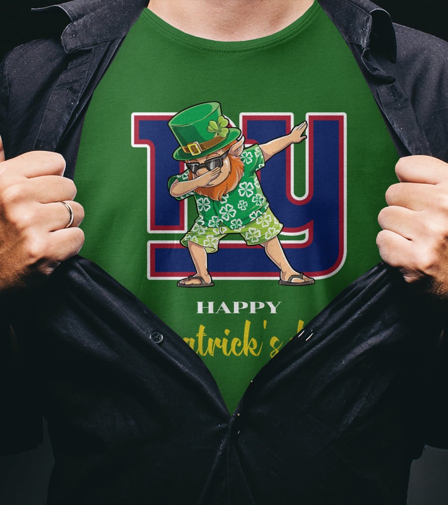 Happy St. Patrick's Day New York Giants Dabbing Leprechaun T-Shirt