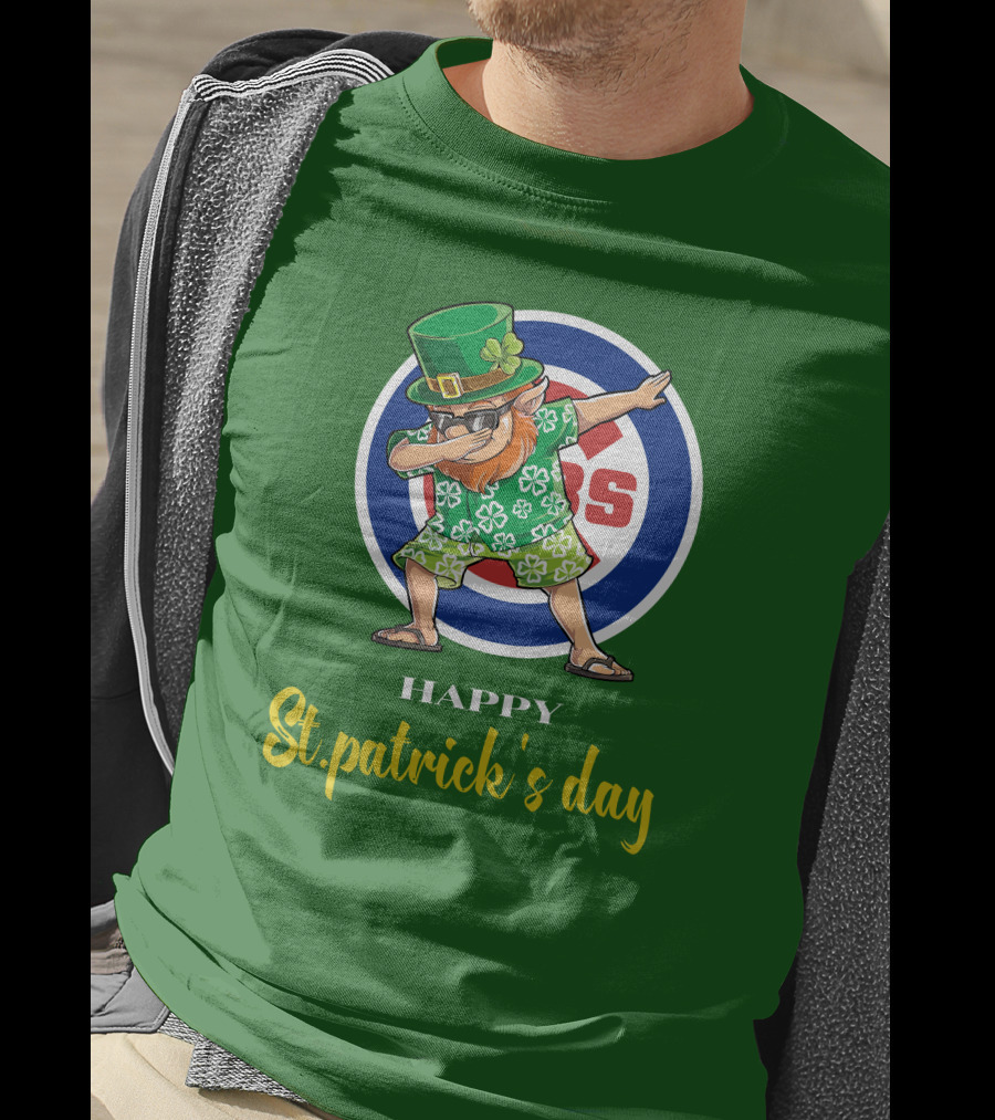 Happy St. Patrick's Day Chicago Cubs Dabbing Leprechaun T-Shirt