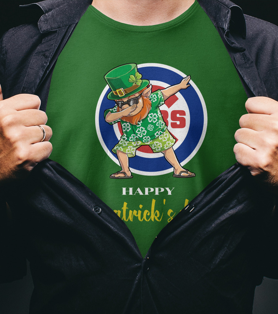 Happy St. Patrick's Day Chicago Cubs Dabbing Leprechaun T-Shirt