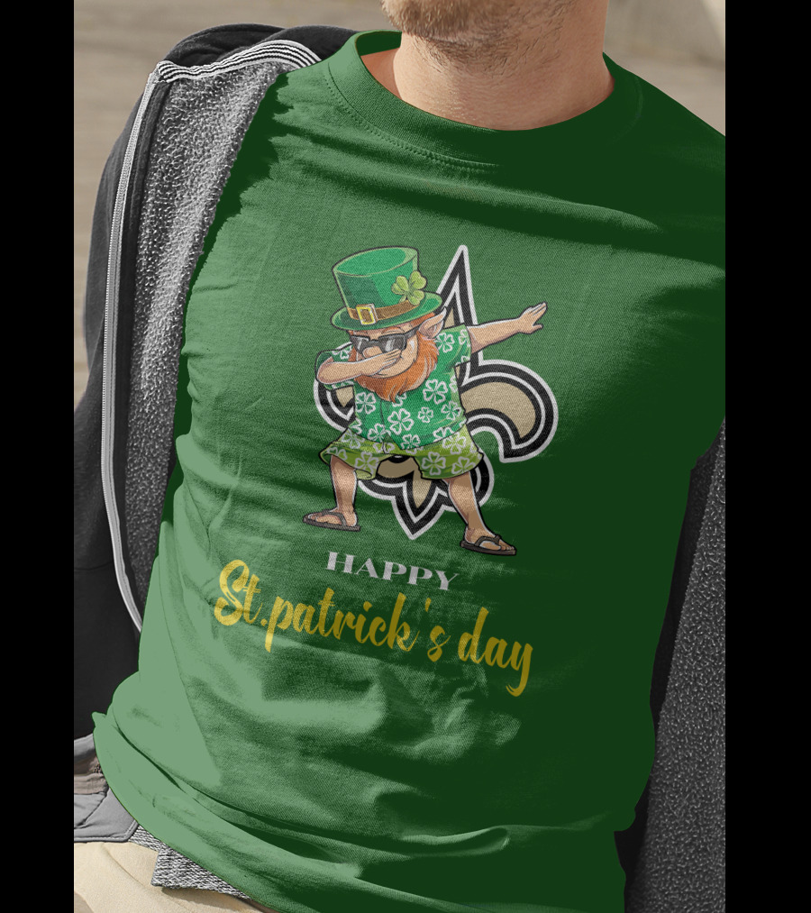 Happy St. Patrick's Day New Orleans Saints Dabbing Leprechaun T-Shirt