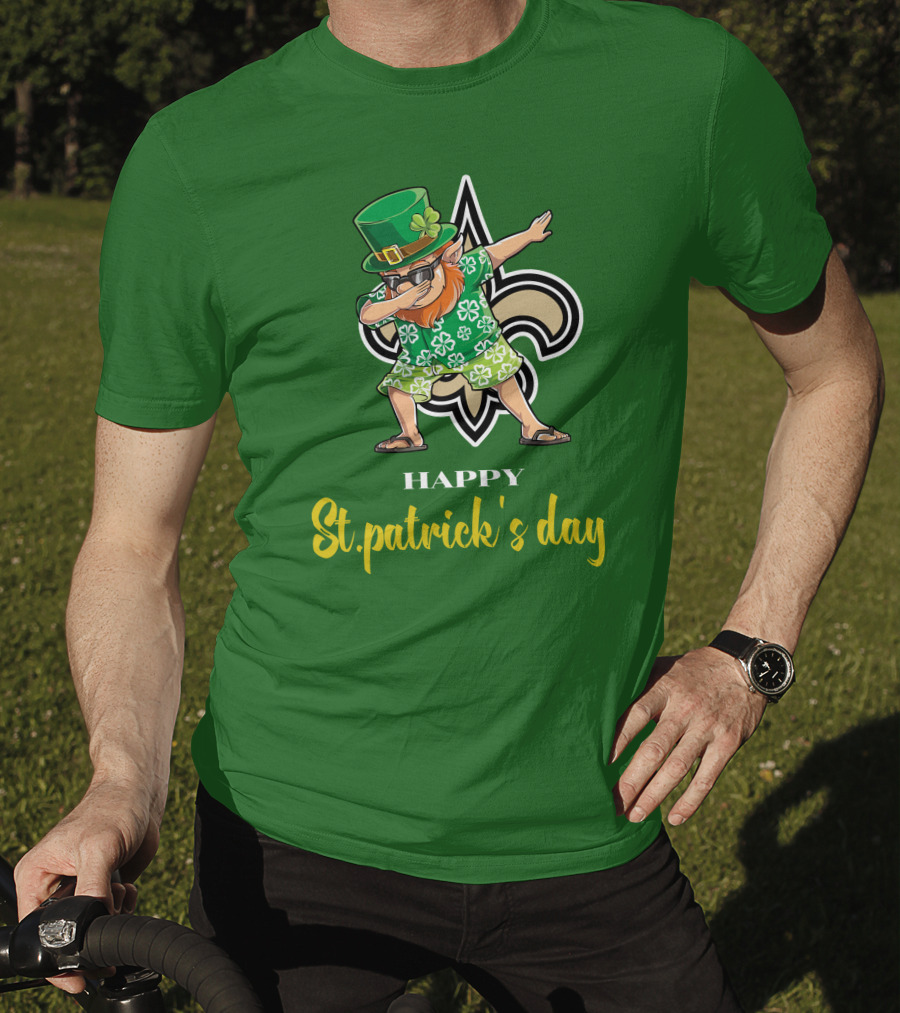 Happy St. Patrick's Day New Orleans Saints Dabbing Leprechaun T-Shirt