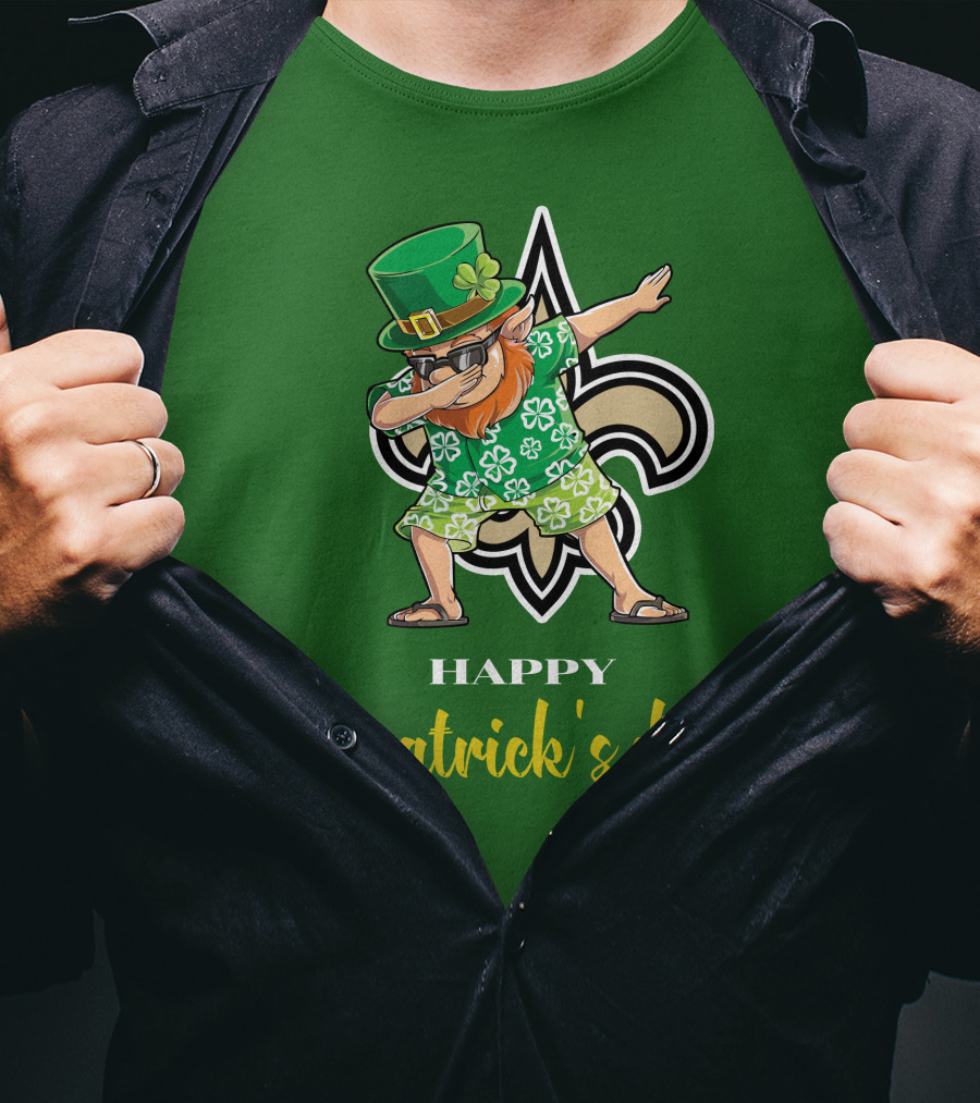 Happy St. Patrick's Day New Orleans Saints Dabbing Leprechaun T-Shirt