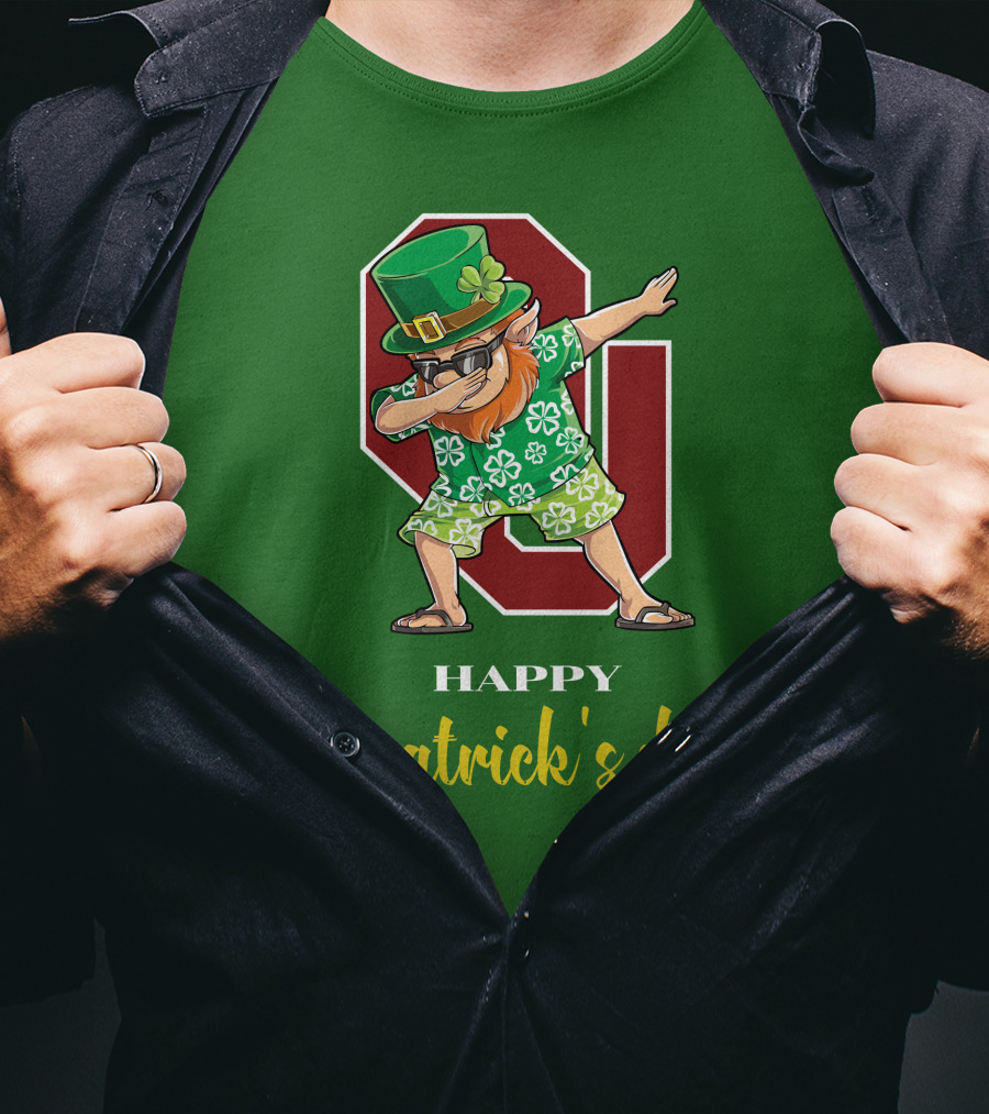 Happy St. Patrick's Day Oklahoma Sooners Dabbing Leprechaun T-Shirt