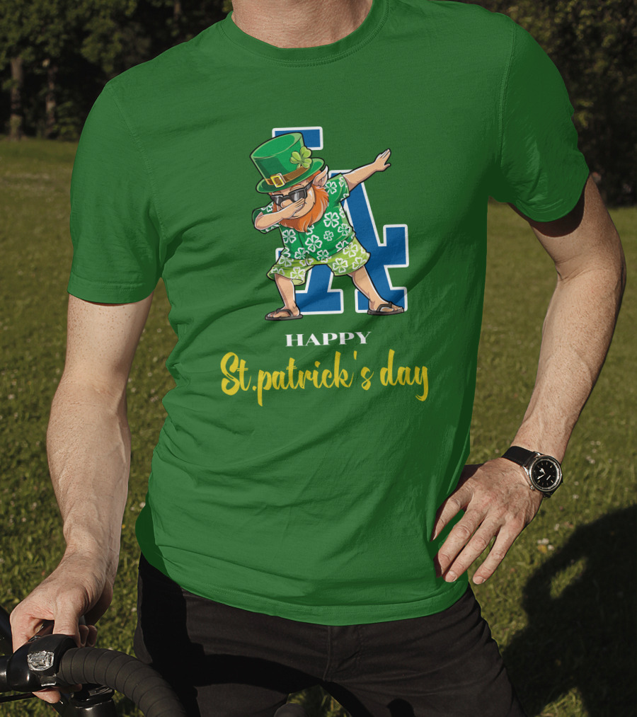 Happy St. Patrick's Day Los Angeles Dodgers Dabbing Leprechaun T-Shirt