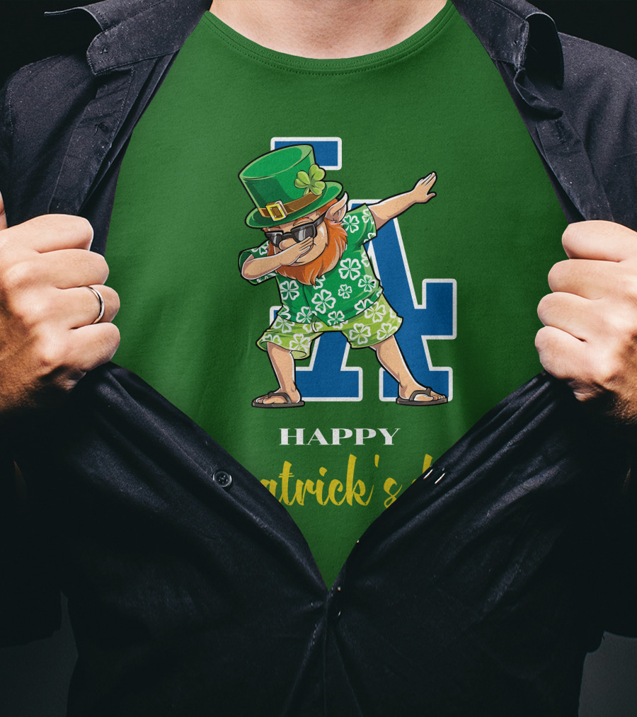 Happy St. Patrick's Day Los Angeles Dodgers Dabbing Leprechaun T-Shirt
