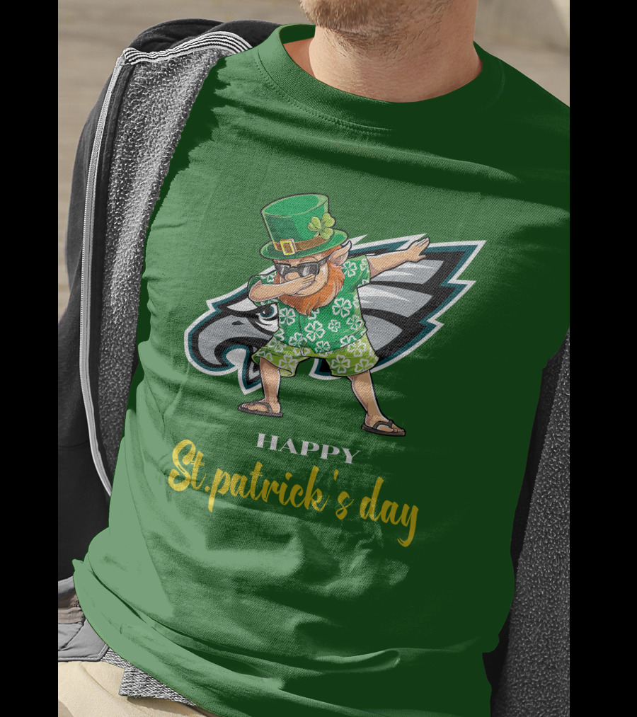 Happy St. Patrick's Day Philadelphia Eagles Dabbing Leprechaun T-Shirt