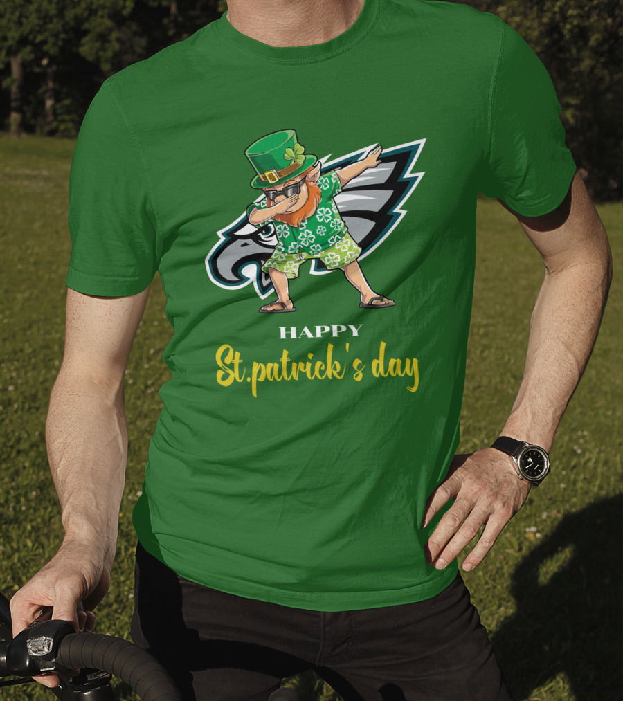Happy St. Patrick's Day Philadelphia Eagles Dabbing Leprechaun T-Shirt