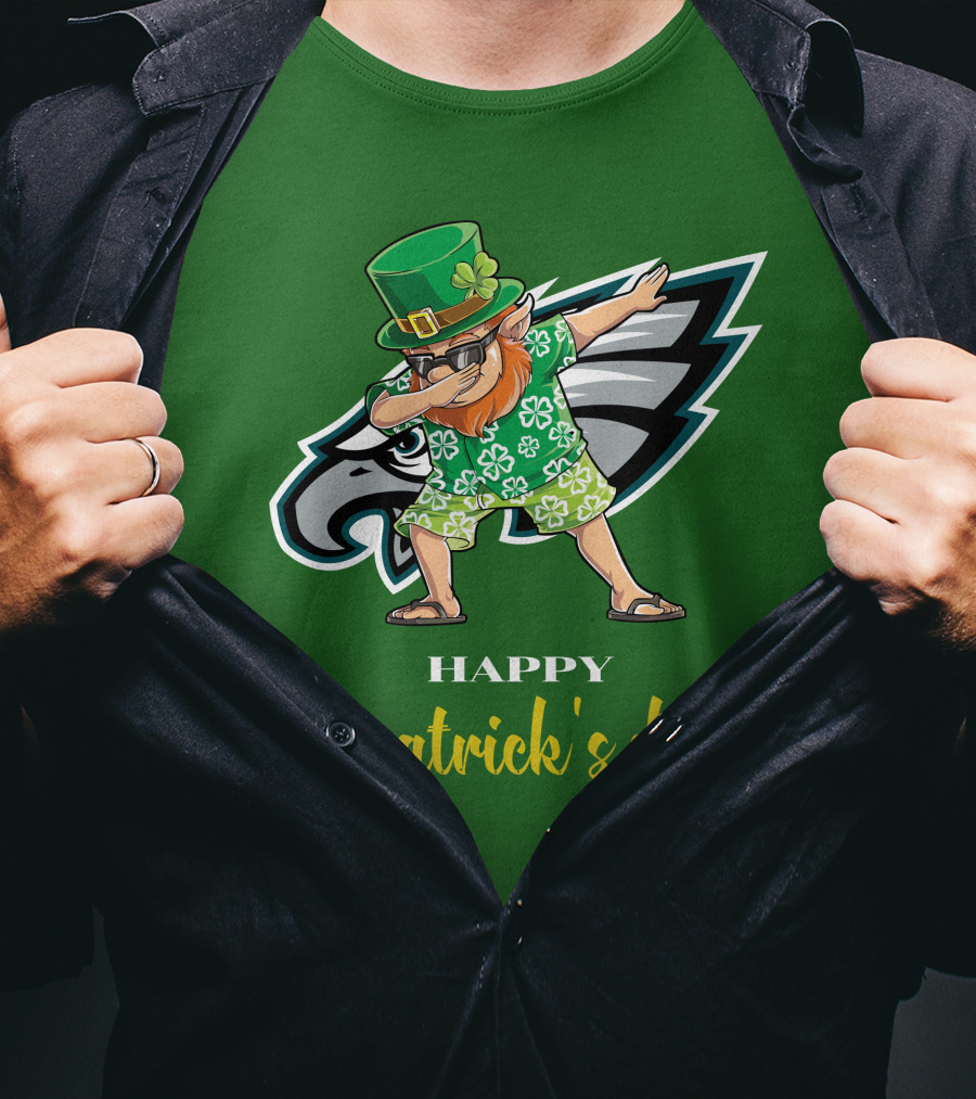 Happy St. Patrick's Day Philadelphia Eagles Dabbing Leprechaun T-Shirt