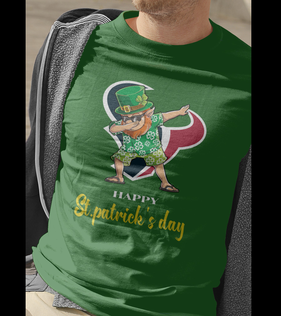 Houston Texans Happy St. Patrick's Day Dabbing Leprechaun T-Shirt