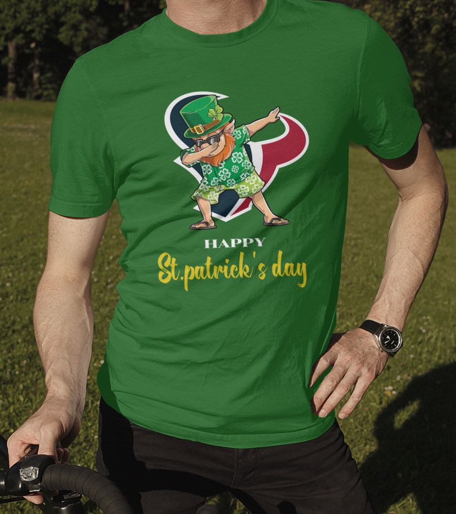 Houston Texans Happy St. Patrick's Day Dabbing Leprechaun T-Shirt