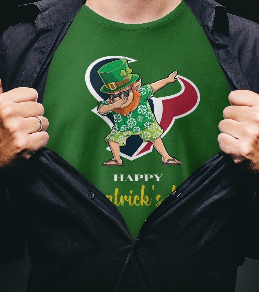 Houston Texans Happy St. Patrick's Day Dabbing Leprechaun T-Shirt