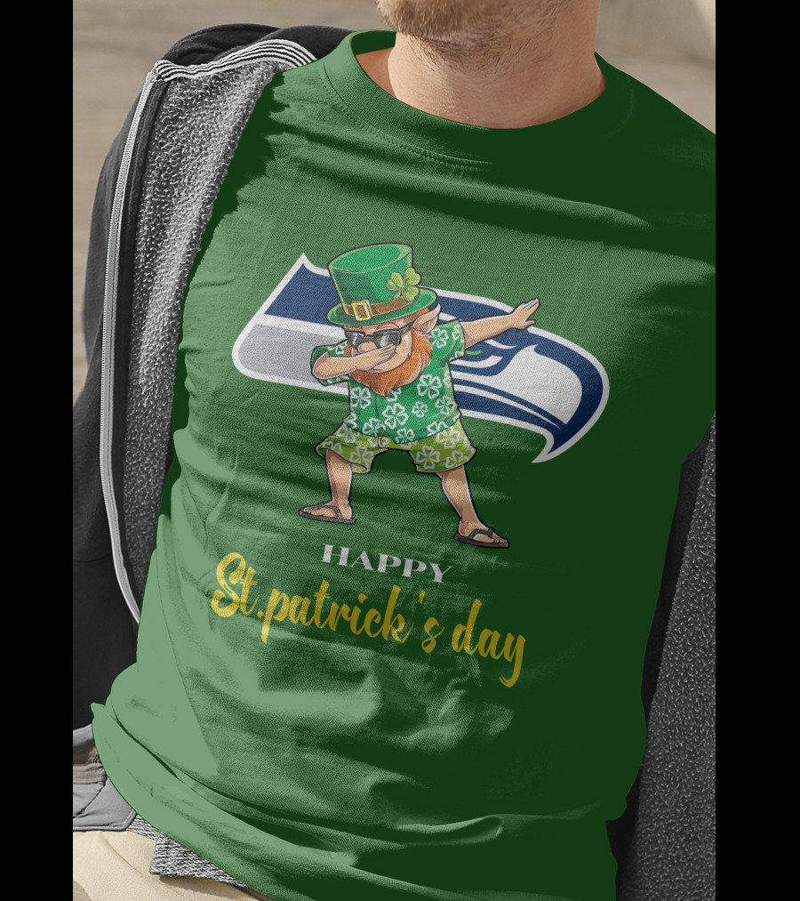 Seattle Seahawks Happy St. Patrick's Day Dabbing Leprechaun T-Shirt