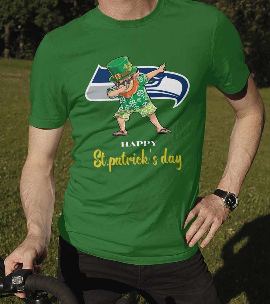 Seattle Seahawks Happy St. Patrick's Day Dabbing Leprechaun T-Shirt