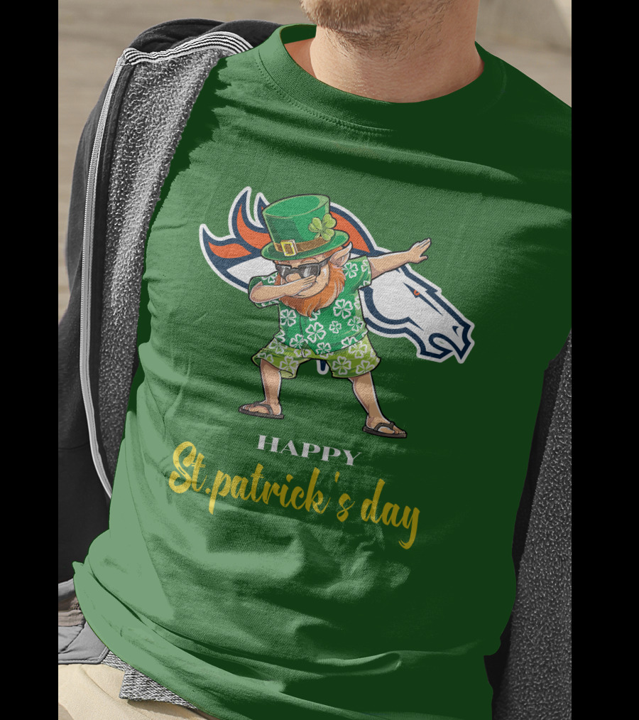 Happy St. Patrick's Day Denver Broncos Dabbing Leprechaun T-Shirt