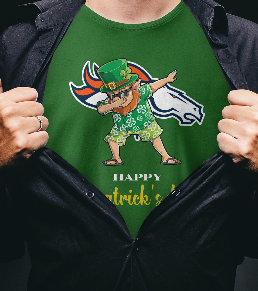 Happy St. Patrick's Day Denver Broncos Dabbing Leprechaun T-Shirt