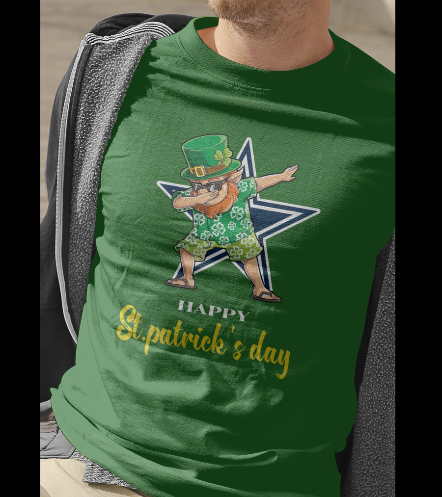 Happy St. Patrick's Day Dallas Cowboys Leprechaun Dabbing T-Shirt