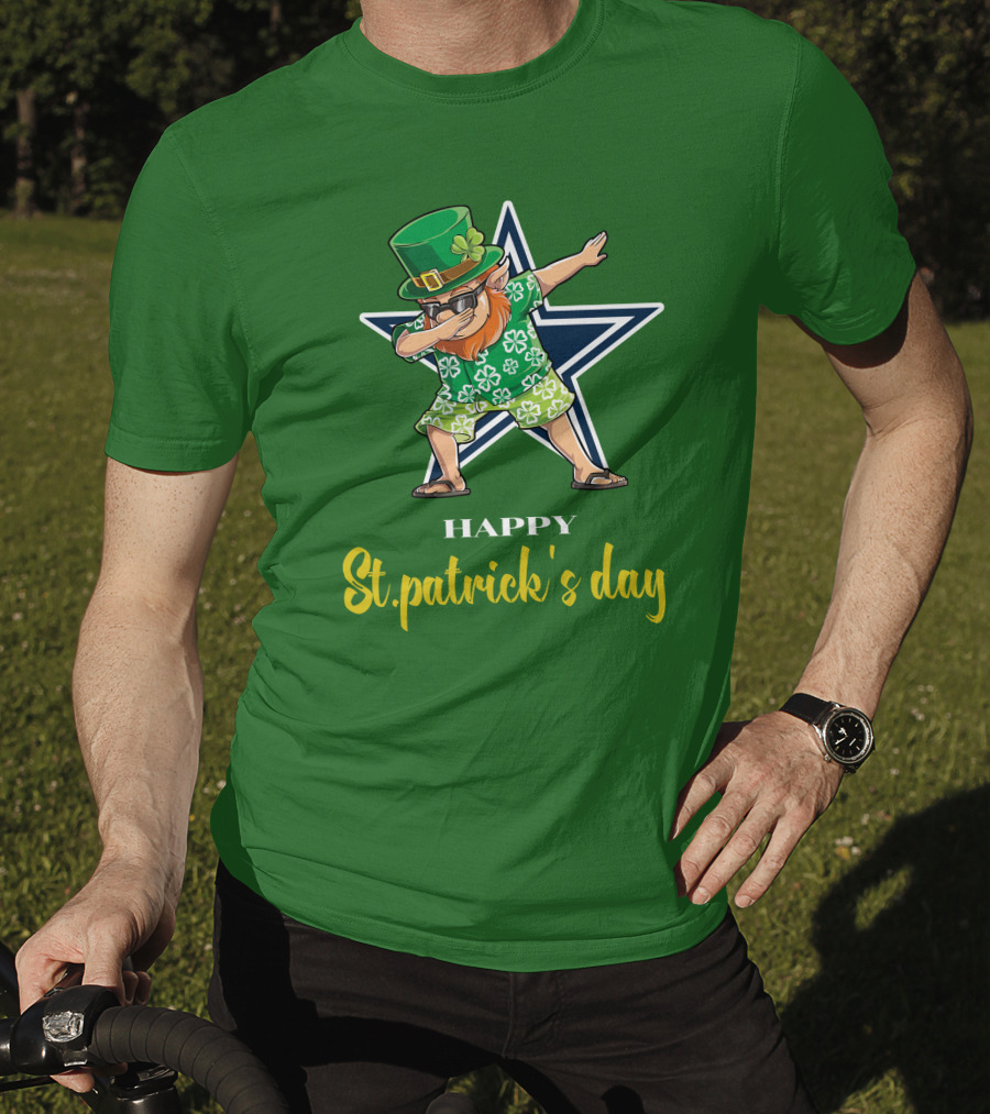 Happy St. Patrick's Day Dallas Cowboys Leprechaun Dabbing T-Shirt