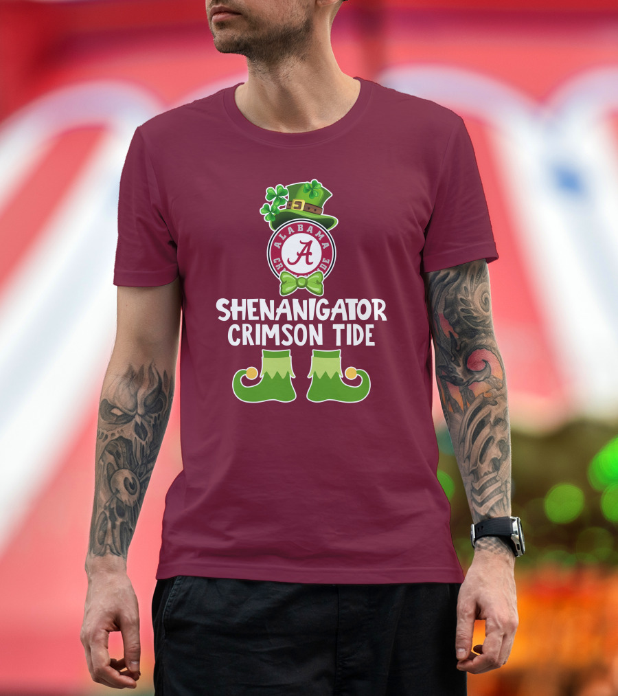 Shenanigator Alabama Crimson Tide St. Patrick's Day Funny Leprechaun T-Shirt