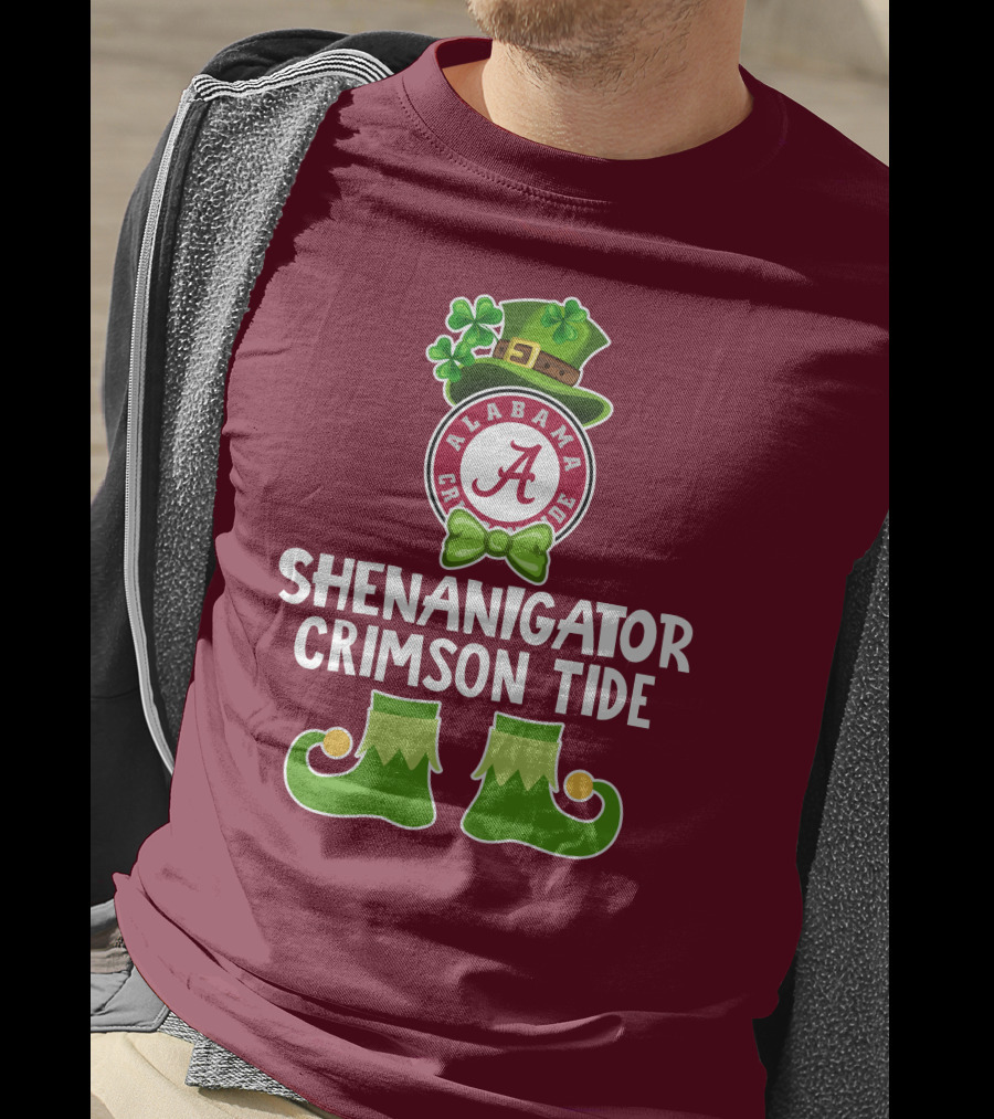 Shenanigator Alabama Crimson Tide St. Patrick's Day Funny Leprechaun T-Shirt