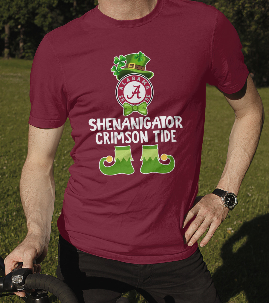 Shenanigator Alabama Crimson Tide St. Patrick's Day Funny Leprechaun T-Shirt