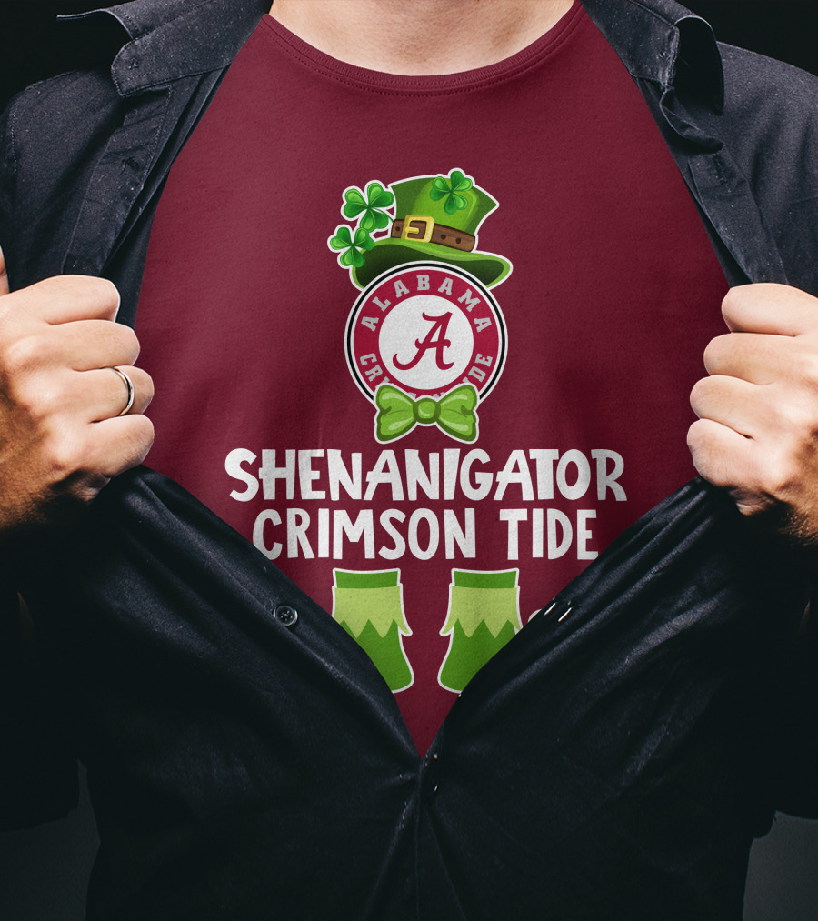 Shenanigator Alabama Crimson Tide St. Patrick's Day Funny Leprechaun T-Shirt