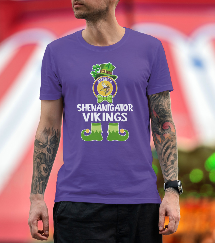 Shenanigator Minnesota Vikings St. Patrick's Day Funny Leprechaun T-Shirt