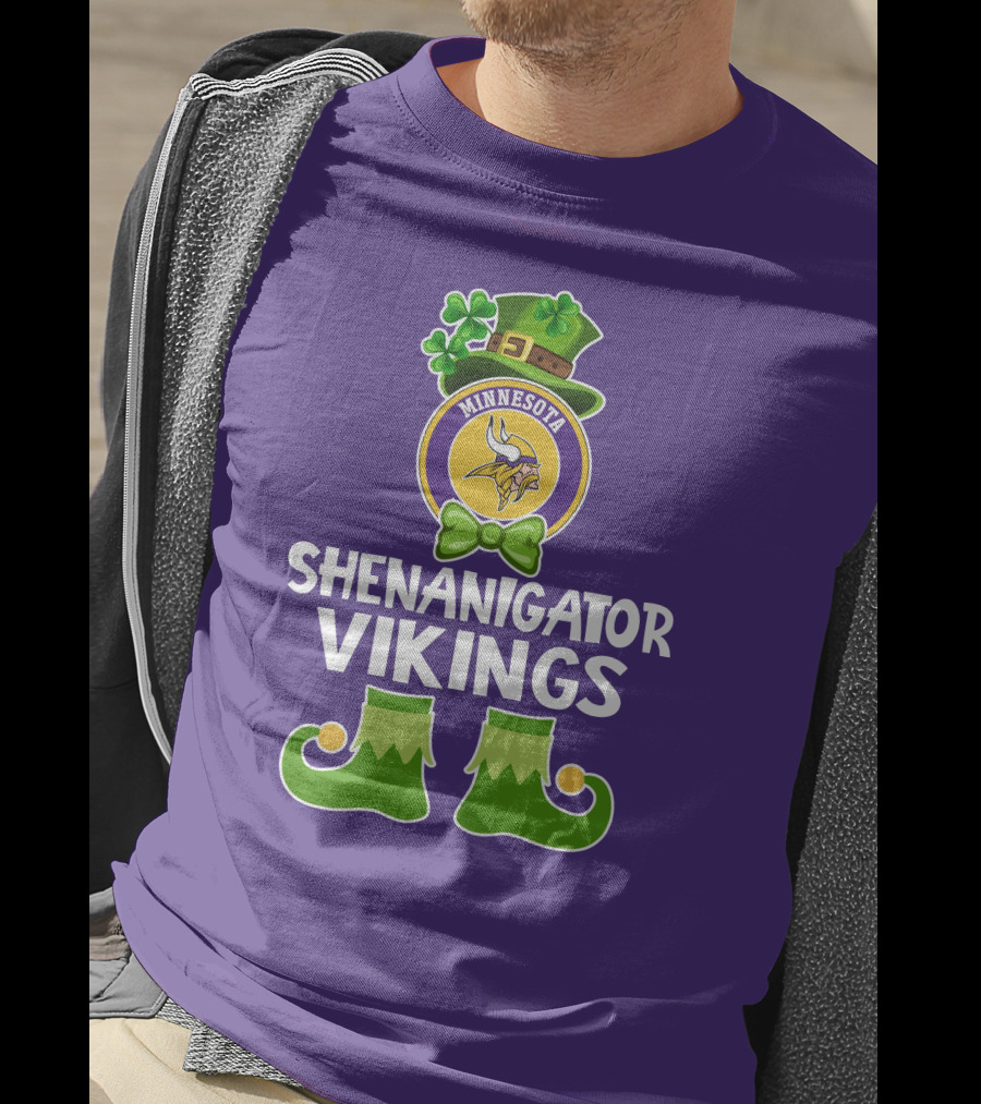 Shenanigator Minnesota Vikings St. Patrick's Day Funny Leprechaun T-Shirt