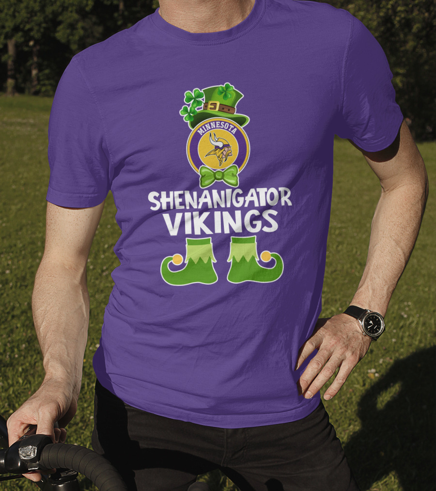 Shenanigator Minnesota Vikings St. Patrick's Day Funny Leprechaun T-Shirt