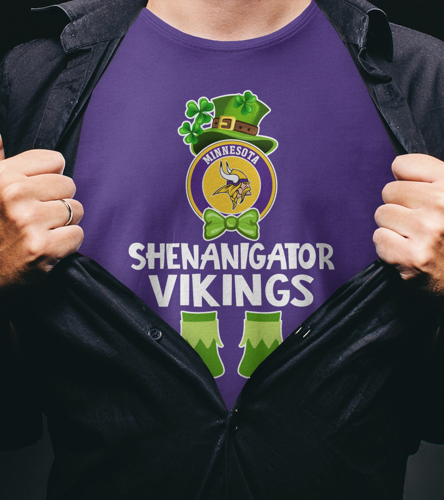 Shenanigator Minnesota Vikings St. Patrick's Day Funny Leprechaun T-Shirt