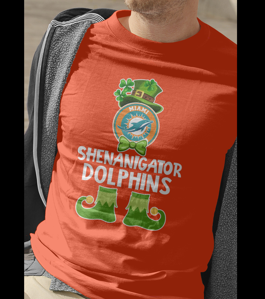 Shenanigator Miami Dolphins St. Patrick's Day Funny Leprechaun T-Shirt