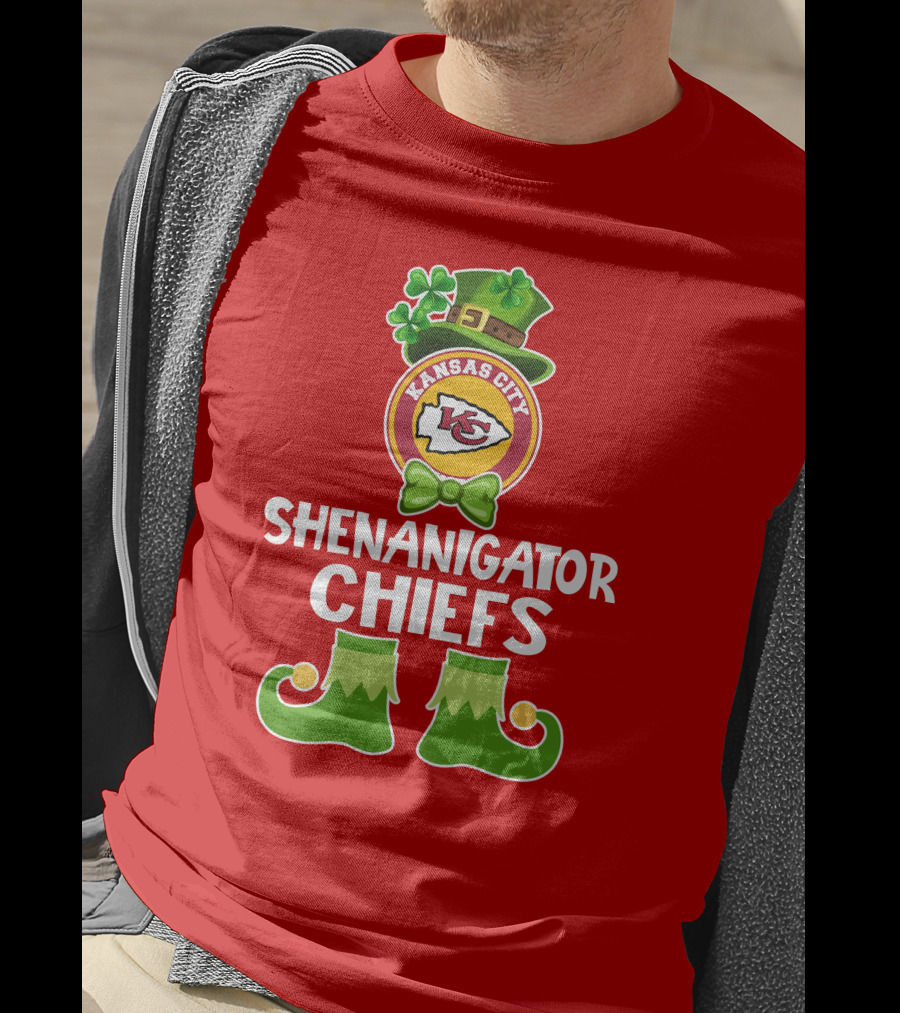 Kansas City Chiefs Shenanigator Leprechaun St. Patrick's Day Fun T-Shirt