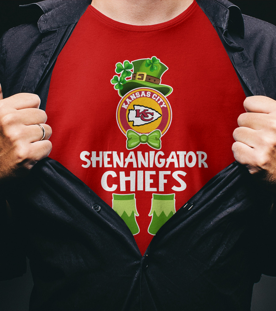 Kansas City Chiefs Shenanigator Leprechaun St. Patrick's Day Fun T-Shirt