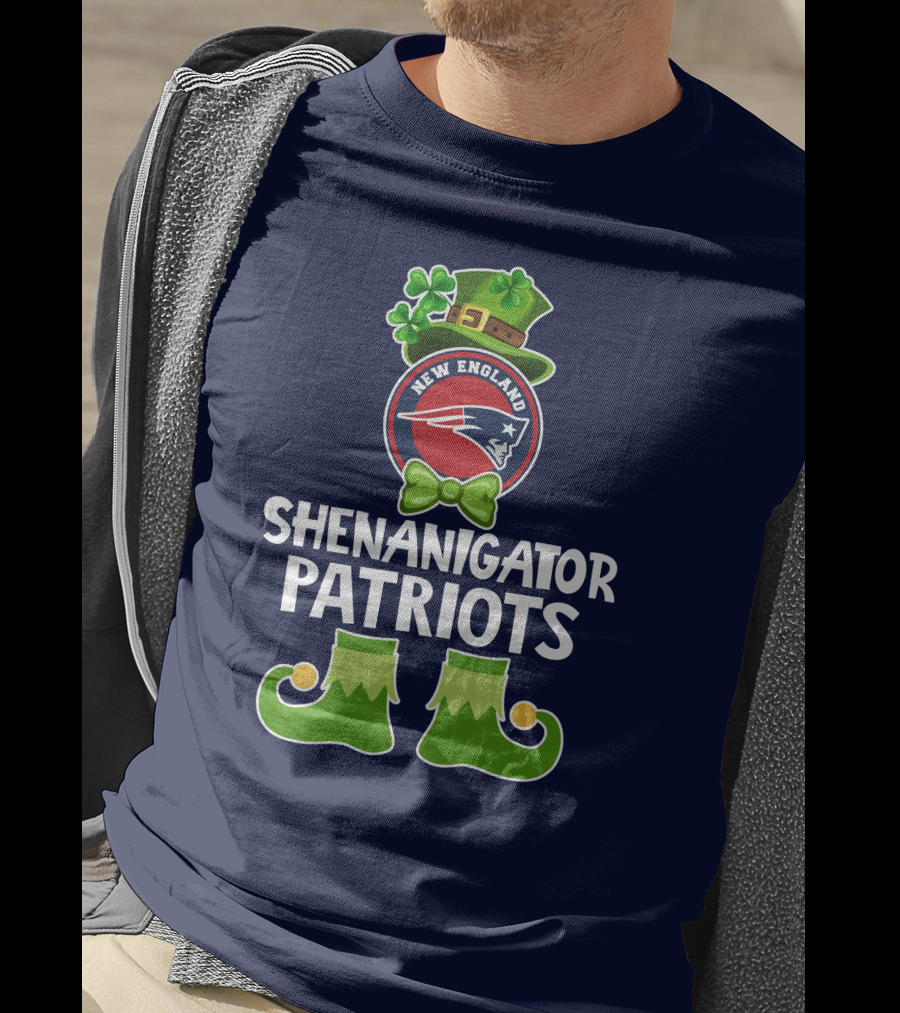 Funny Leprechaun St. Patrick's Day Shenanigator New England Patriots T-Shirt
