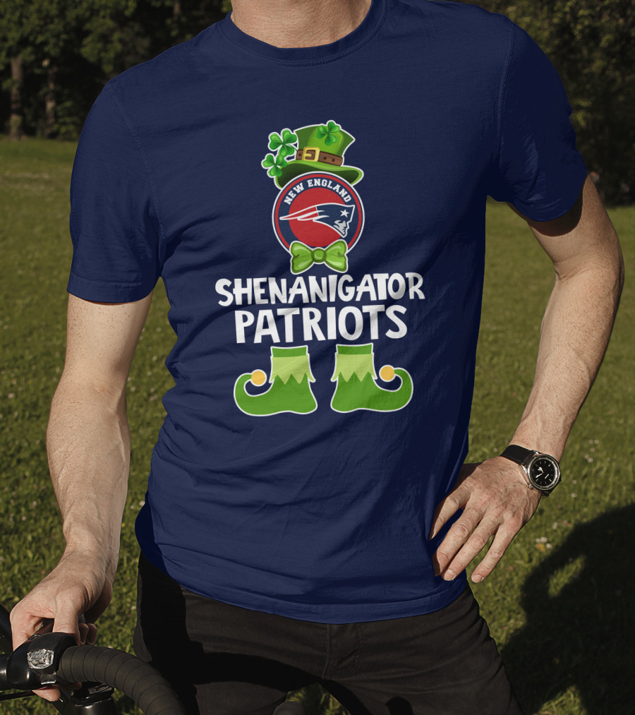 Funny Leprechaun St. Patrick's Day Shenanigator New England Patriots T-Shirt