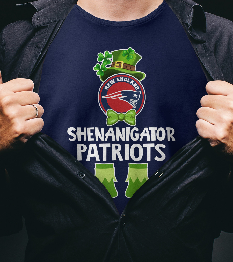 Funny Leprechaun St. Patrick's Day Shenanigator New England Patriots T-Shirt