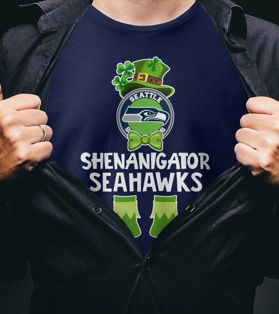 Shenanigator Leprechaun St. Patrick's Day Seattle Seahawks T-Shirt