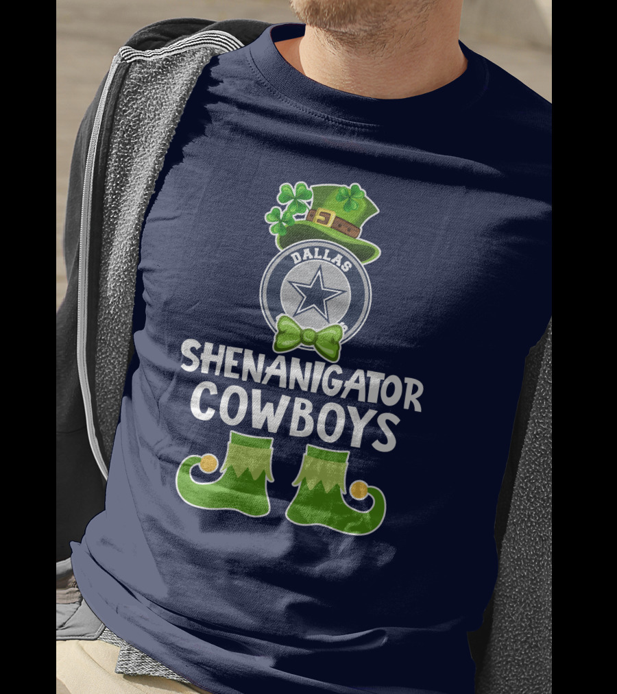 Shenanigator Dallas Cowboys Leprechaun St. Patrick's Day Fun T-Shirt