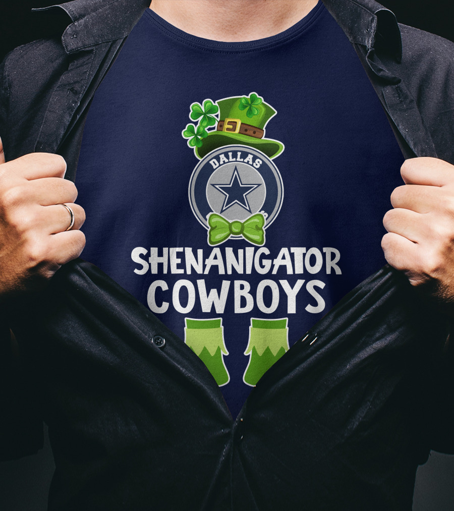 Shenanigator Dallas Cowboys Leprechaun St. Patrick's Day Fun T-Shirt