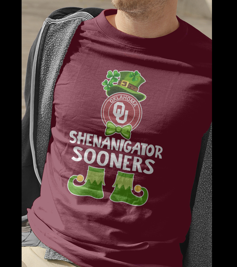 Shenanigator Oklahoma Sooners Funny Leprechaun St. Patrick's Day T-Shirt