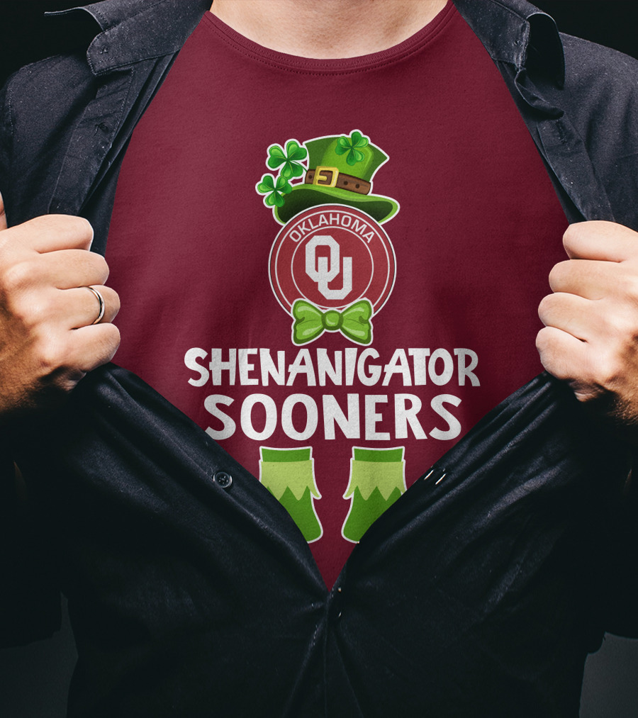 Shenanigator Oklahoma Sooners Funny Leprechaun St. Patrick's Day T-Shirt