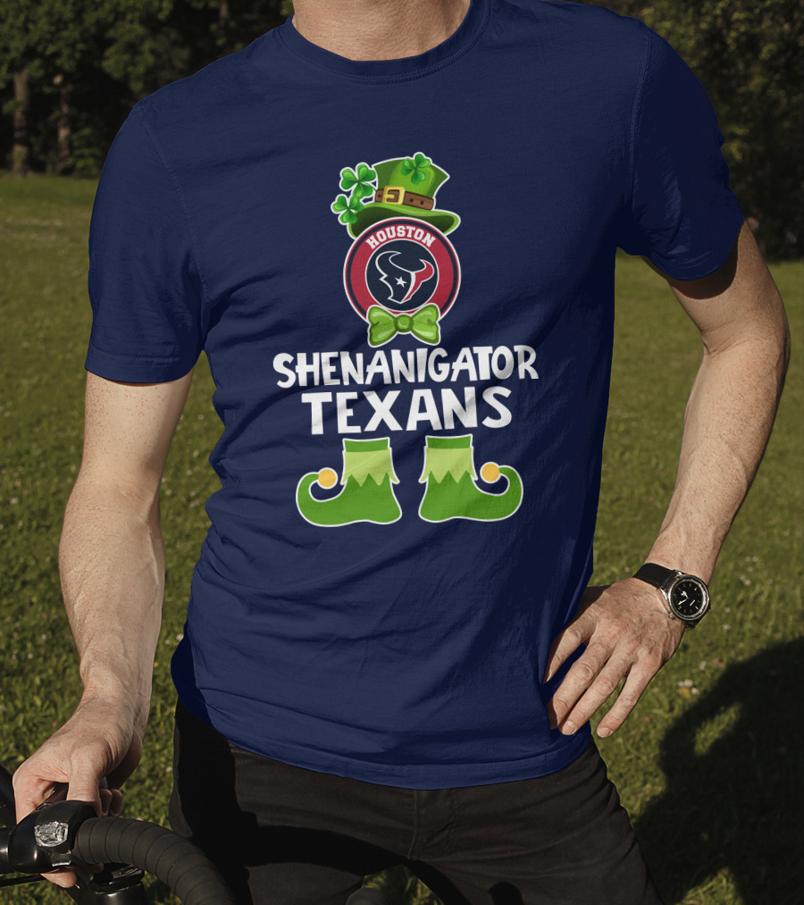 Shenanigator Houston Texans Leprechaun St. Patrick's Day T-Shirt