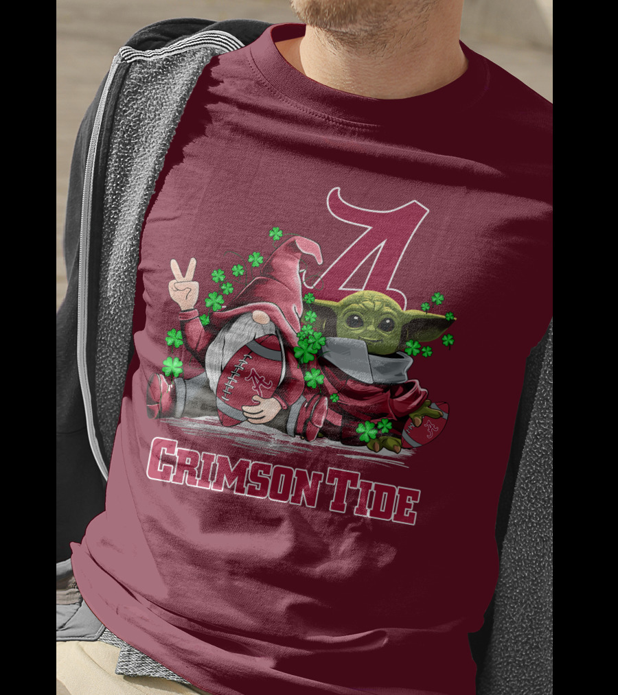 Leprechauns Gnomes Baby Yoda Alabama Crimson Tide Football T-Shirt