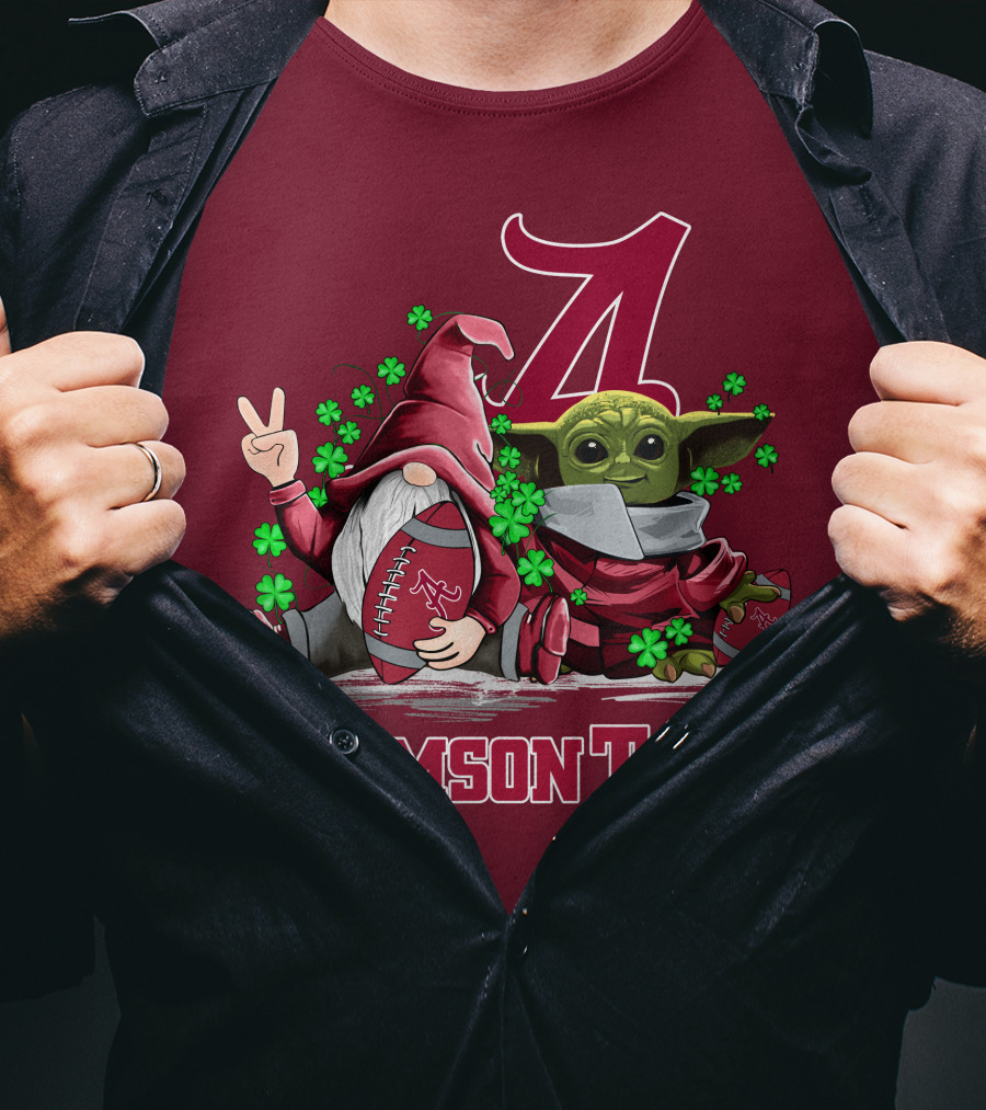 Leprechauns Gnomes Baby Yoda Alabama Crimson Tide Football T-Shirt