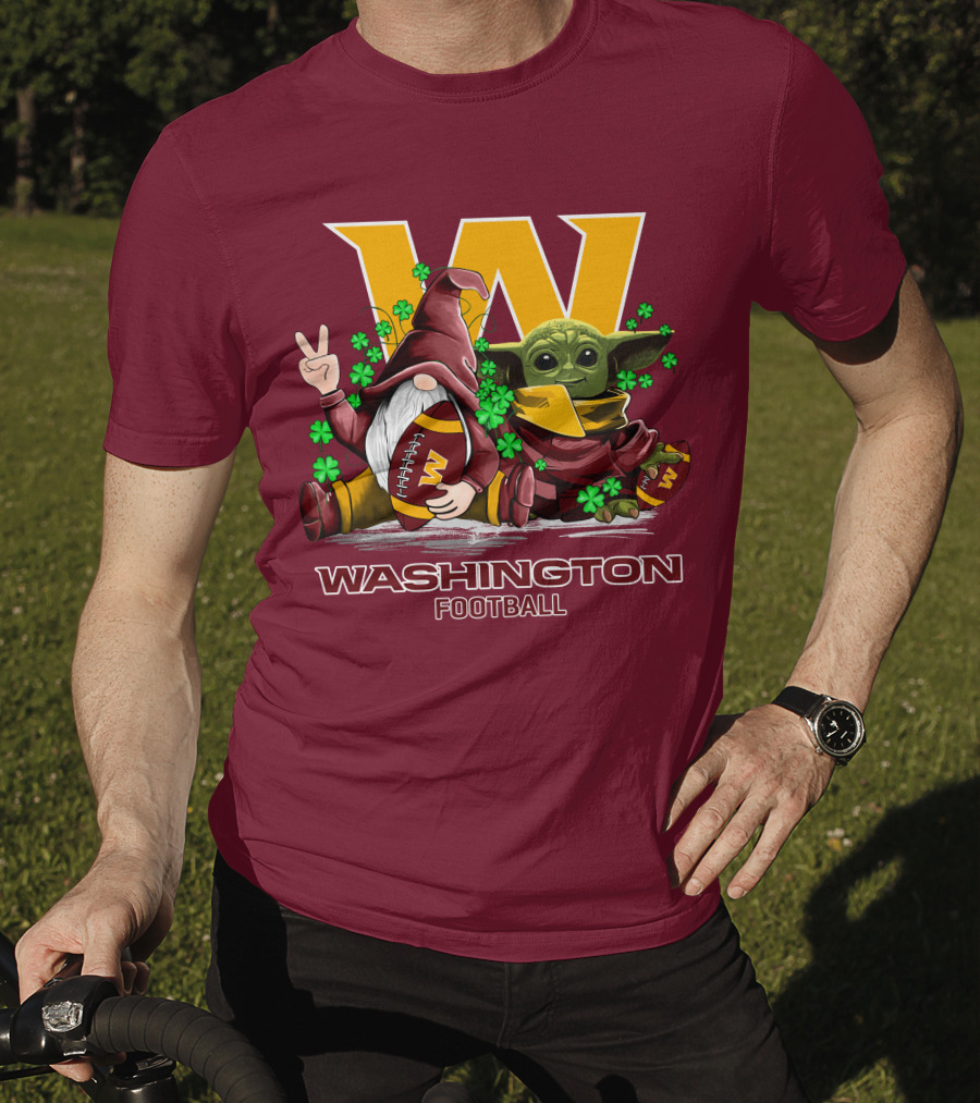 Leprechauns Gnomes Baby Yoda Hug Washington Football Team W Football T-Shirt