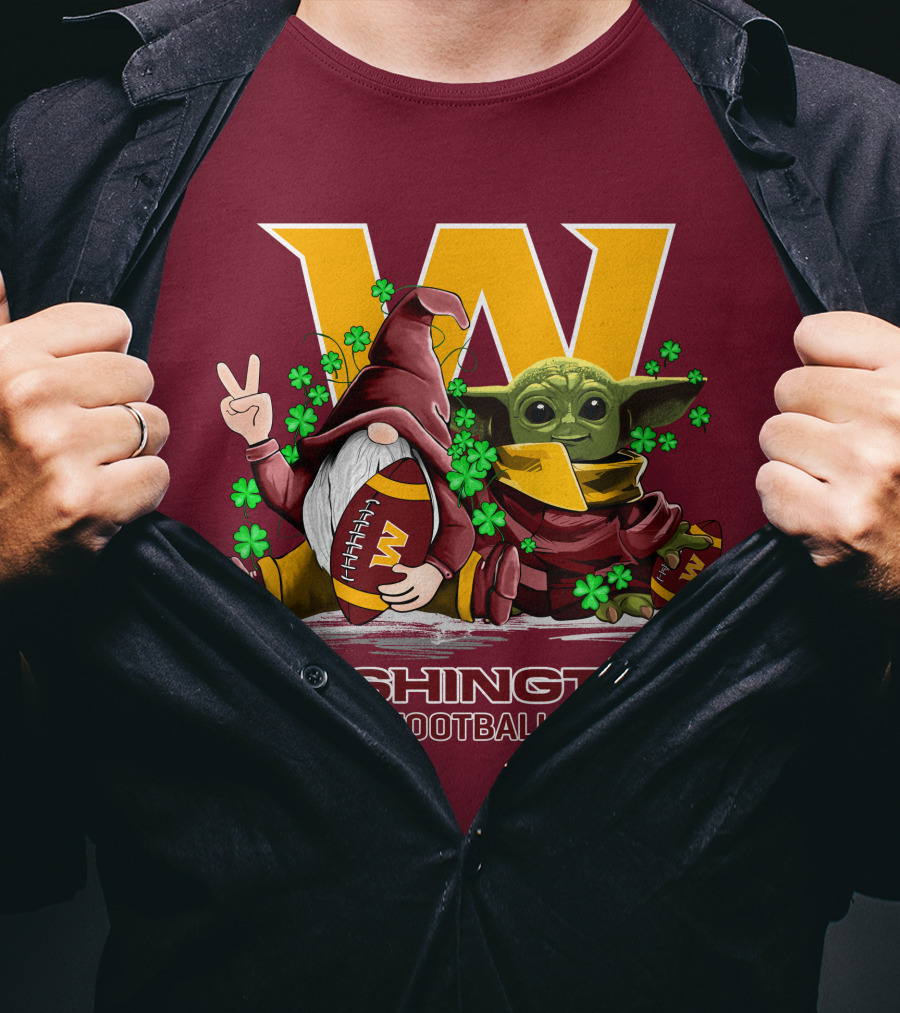 Leprechauns Gnomes Baby Yoda Hug Washington Football Team W Football T-Shirt