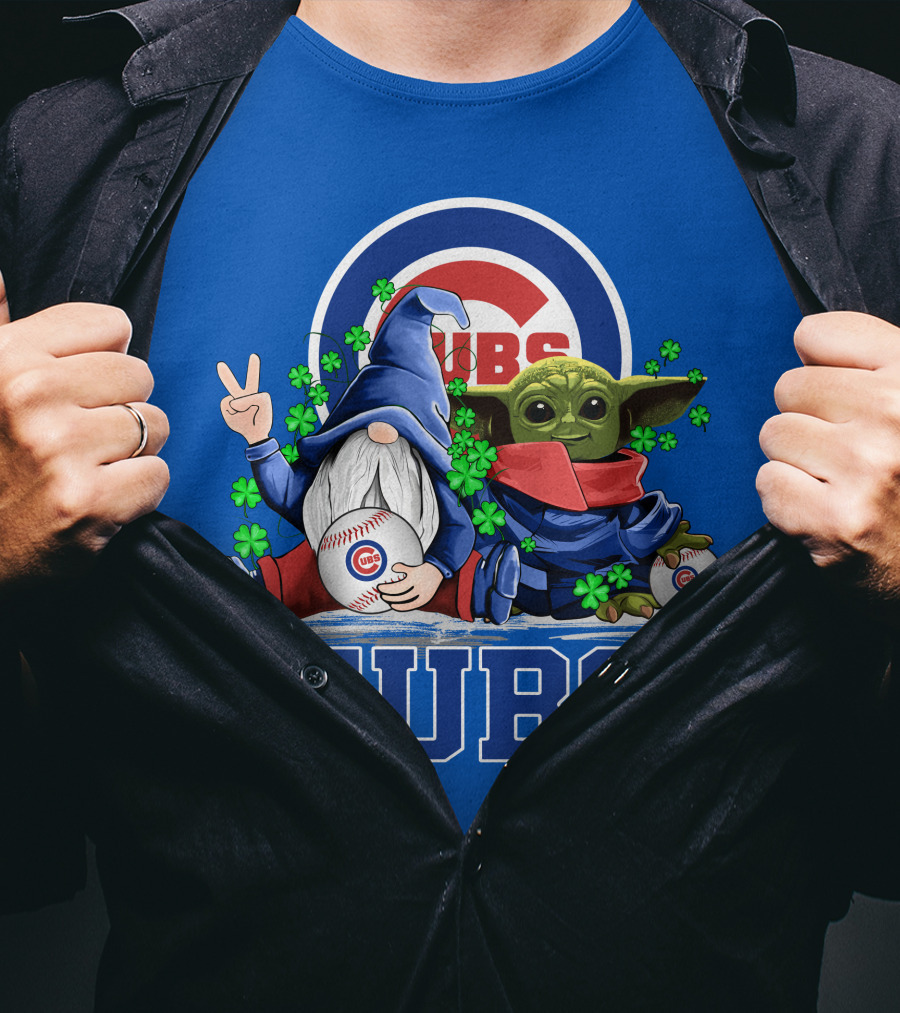 Chicago Cubs Leprechauns Gnomes Baby Yoda Baseball T-Shirt