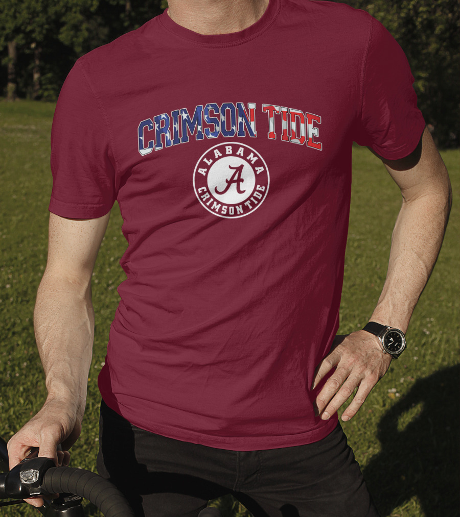 Alabama Crimson Tide American Flag Crimson Tide Circle T-Shirt
